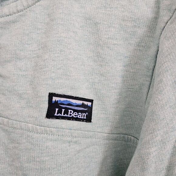 LL Bean Sweater Womens XL Teal 1/4 Button Rugby Pullover Long Sleeve Cotton - Picture 4 of 10